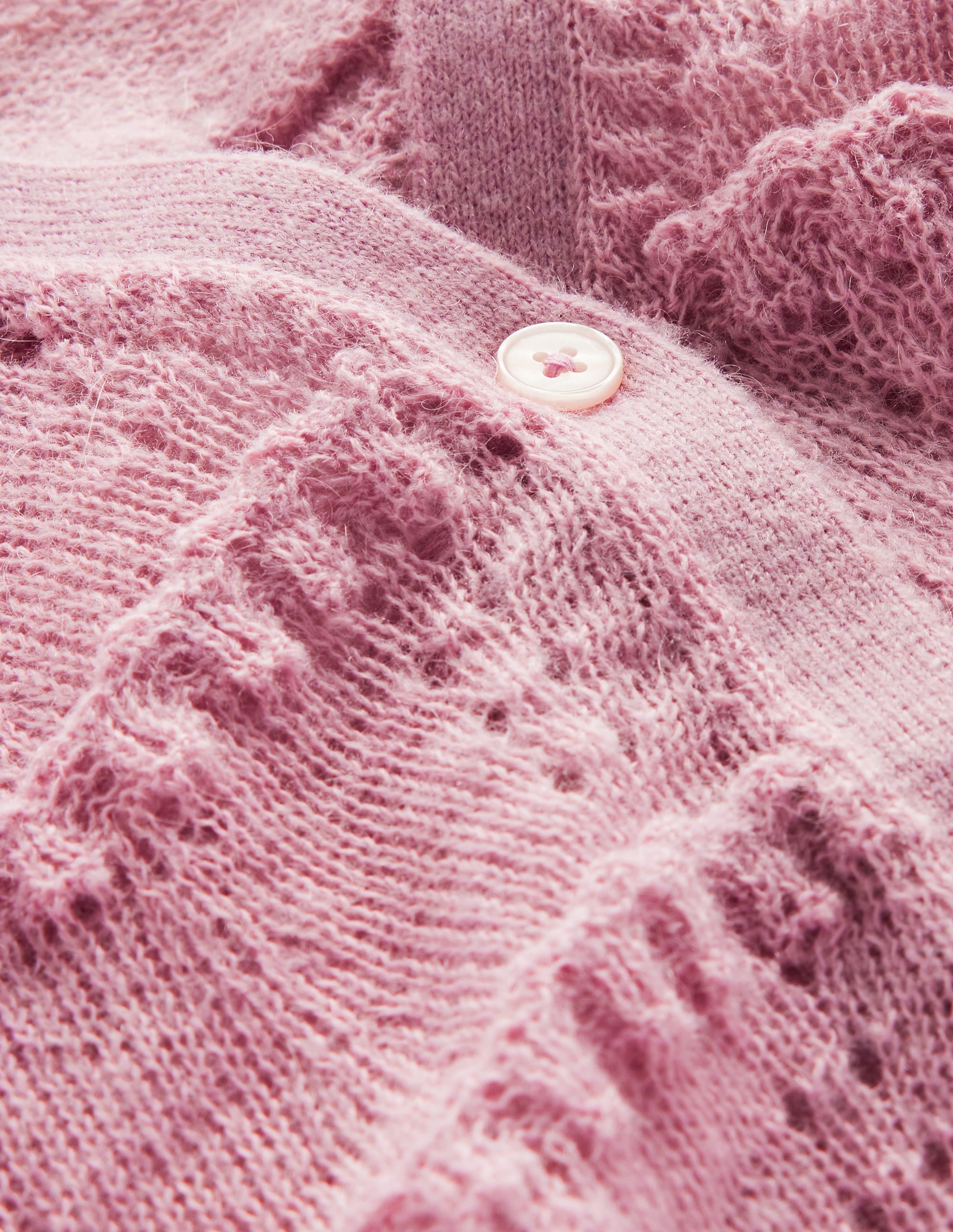 Fluffy Pointelle Cardigan-Spring Blossom Pink - Image 6