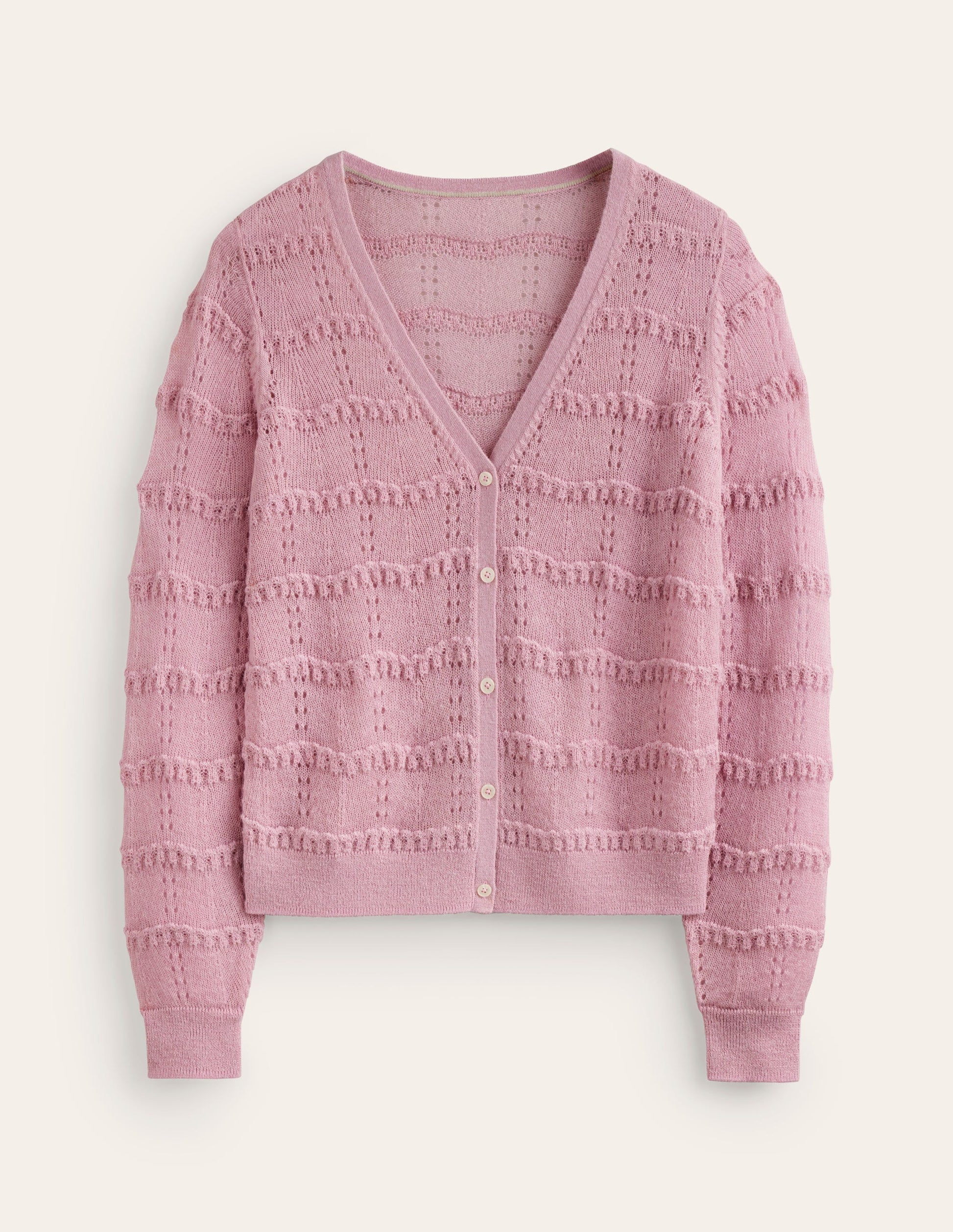 Fluffy Pointelle Cardigan-Spring Blossom Pink-5