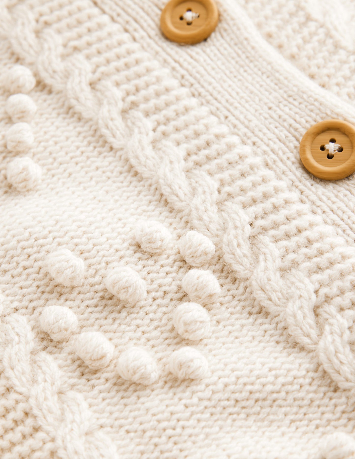 Chunky Bobble Heart Cardigan-Ecru Marl