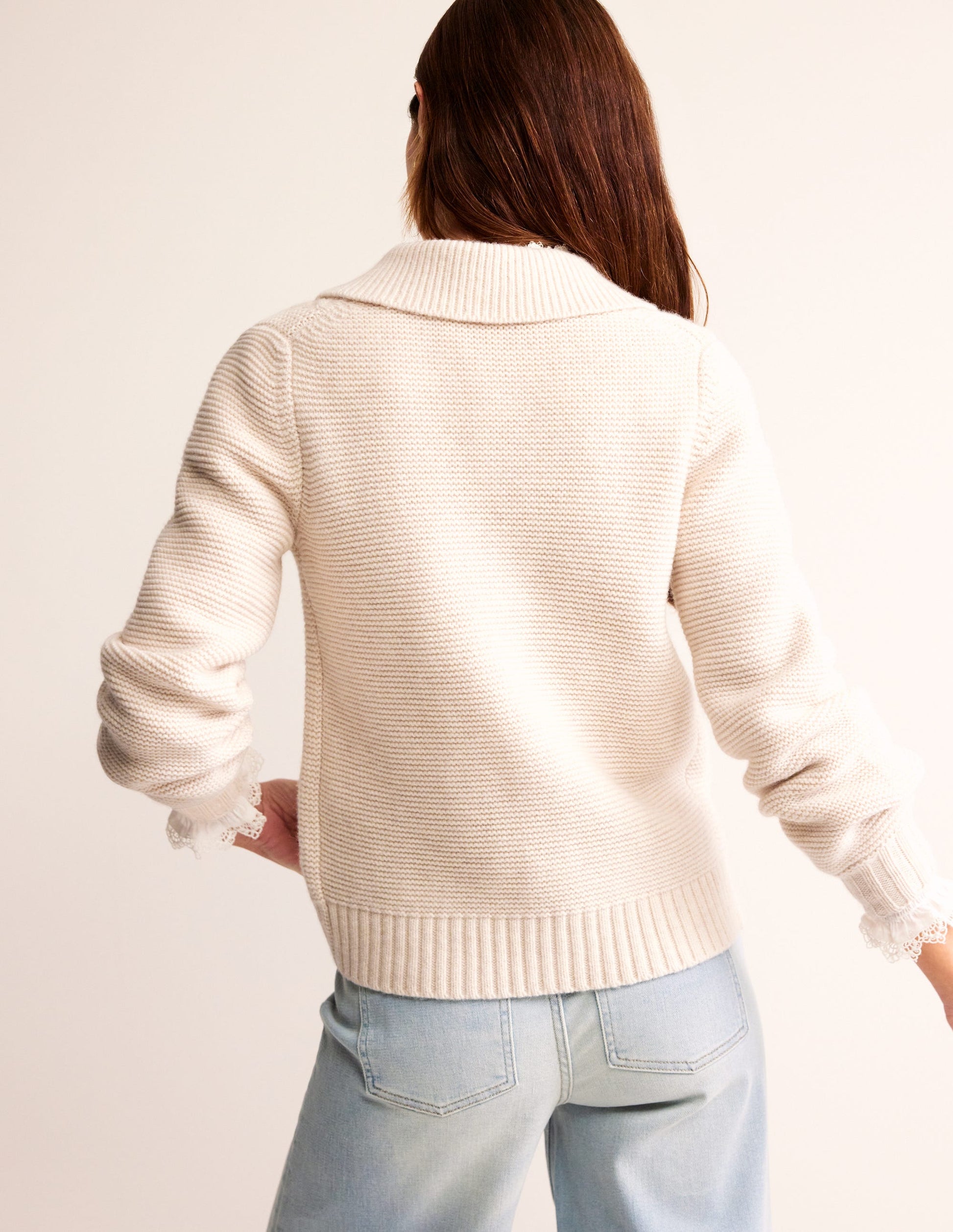 Chunky Bobble Heart Cardigan-Ecru Marl-3