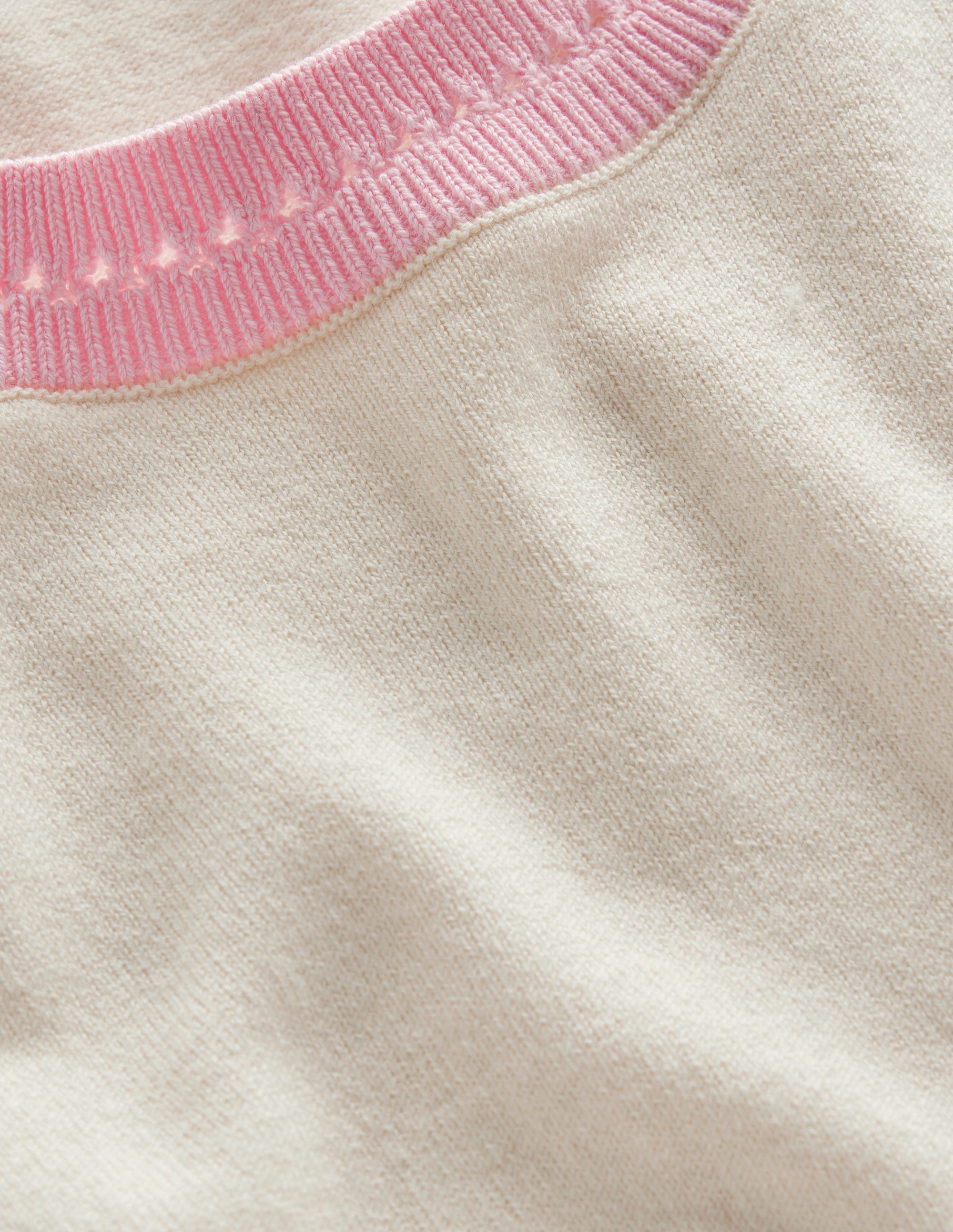 Catriona Cotton Crew T-Shirt-Warm Ivory/Spring Blossom Pink - Image 6
