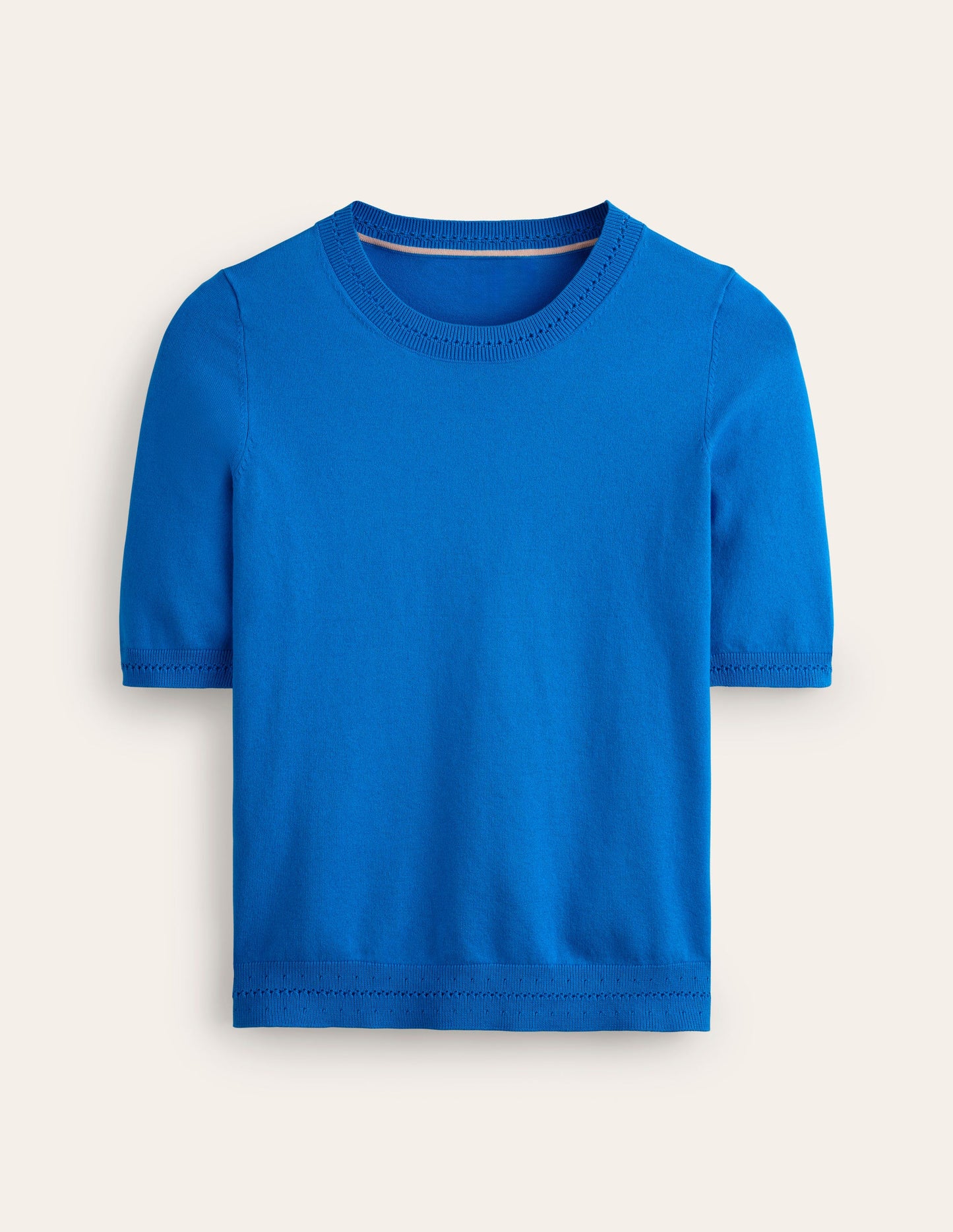 Catriona Cotton Crew T-Shirt-Bright Cyan Blue