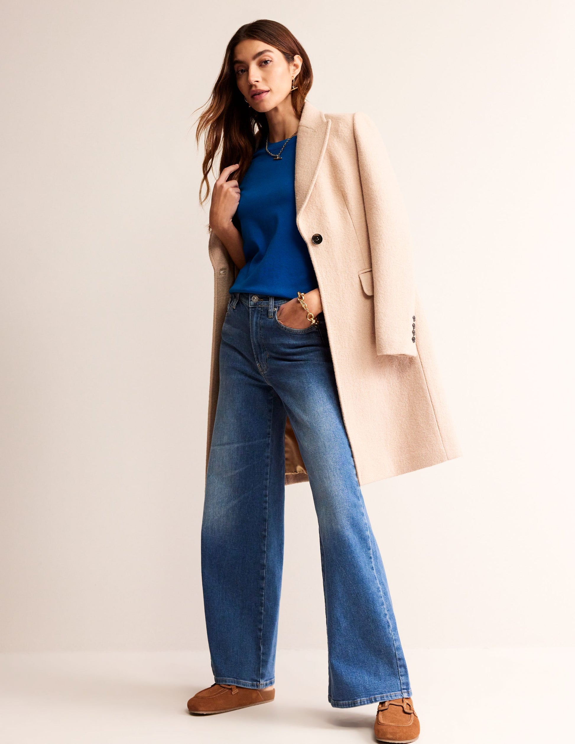 Catriona Cotton Crew T-Shirt-Bright Cyan Blue-4