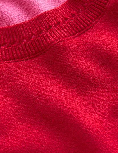 Catriona Cotton Crew T-Shirt-Post Box Red/ Party Pink-7