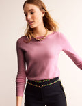Eva Cashmere Boat Neck Jumper-Spring Blossom Pink