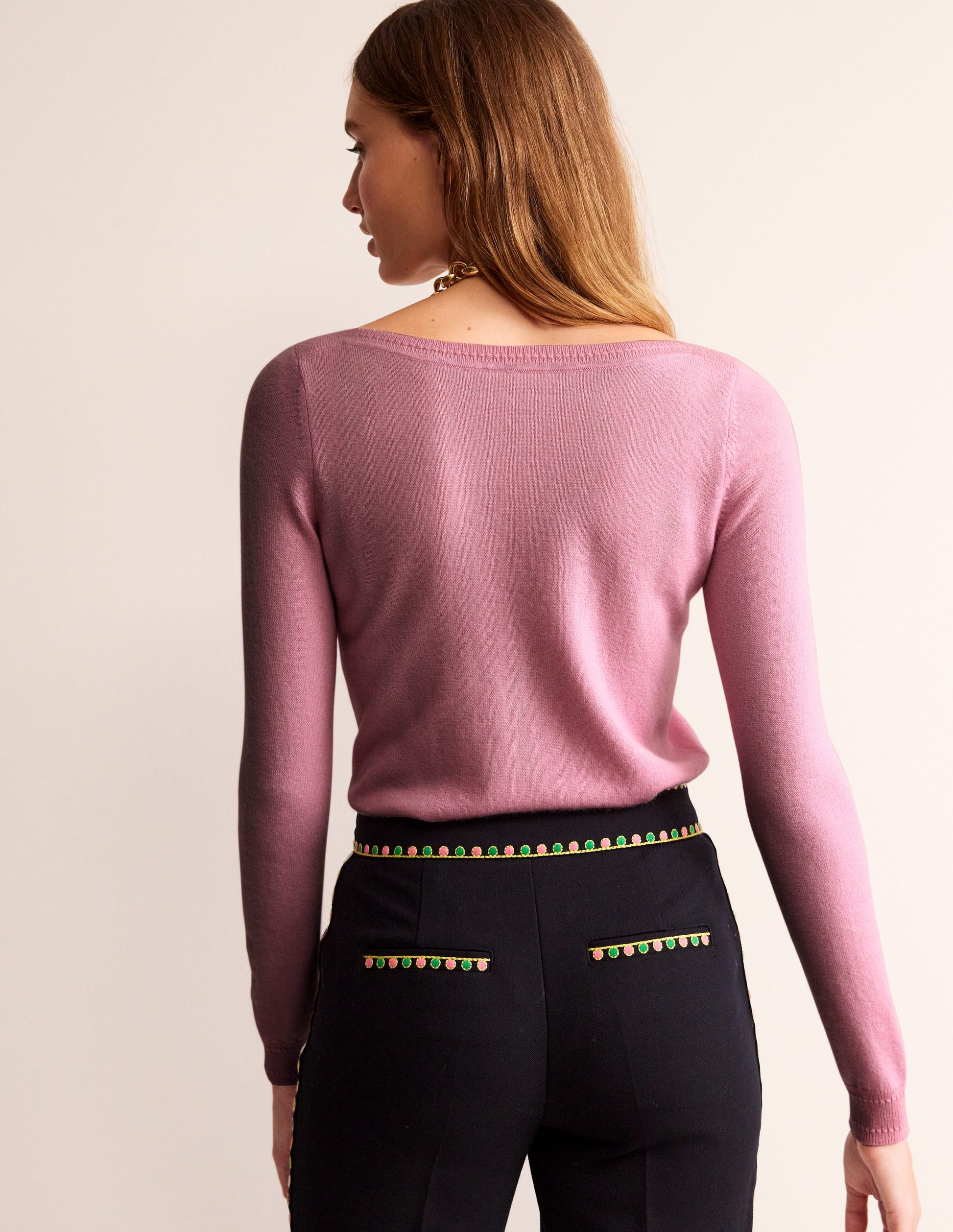 Eva Cashmere Boat Neck Jumper-Spring Blossom Pink-3