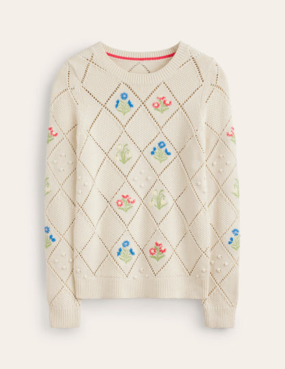 Cotton Embroidered Jumper-Warm Ivory-5