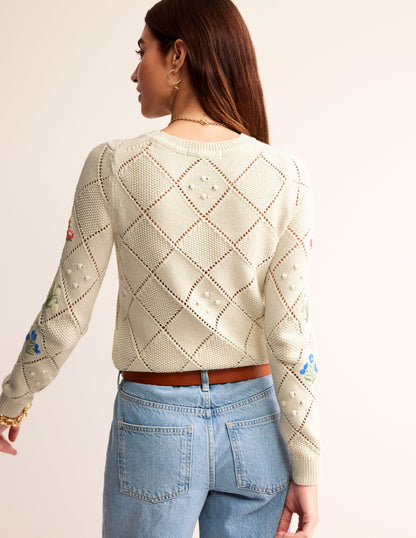 Cotton Embroidered Jumper-Warm Ivory-3