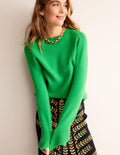 Split Cuff Cashmere Jumper-Bright Green