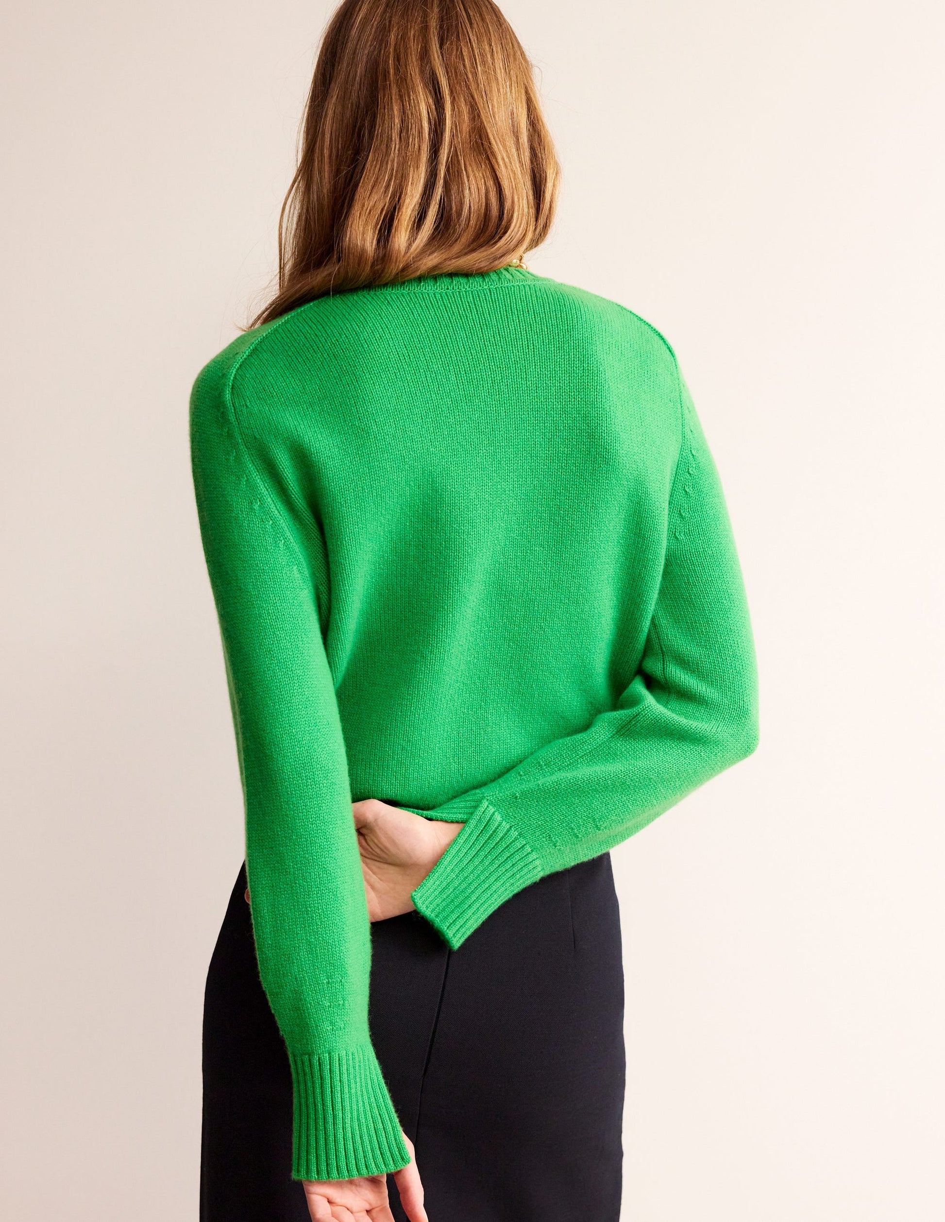 Split Cuff Cashmere Jumper-Bright Green-3