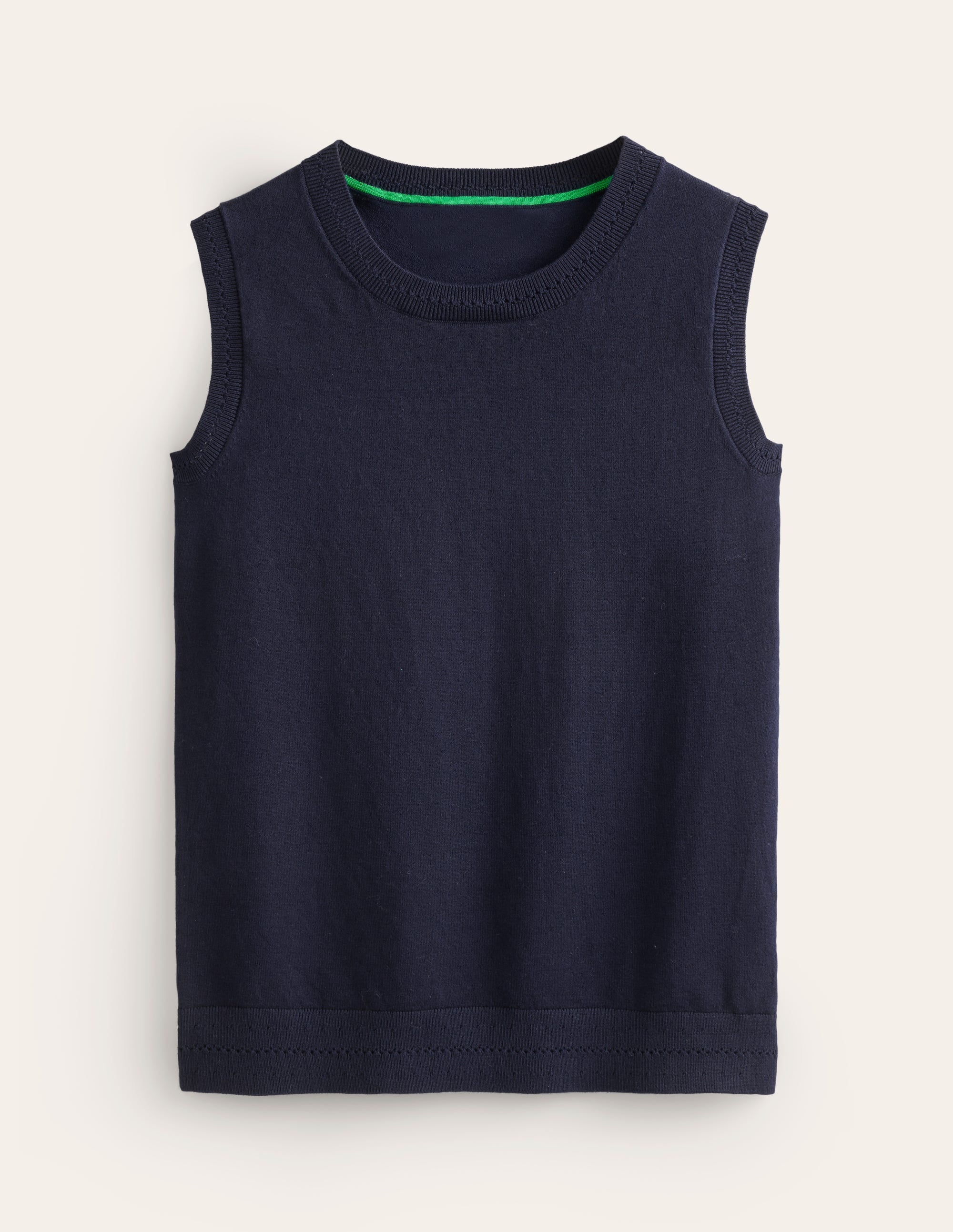 Catriona Crew Neck Cotton Tank-Navy - Image 5