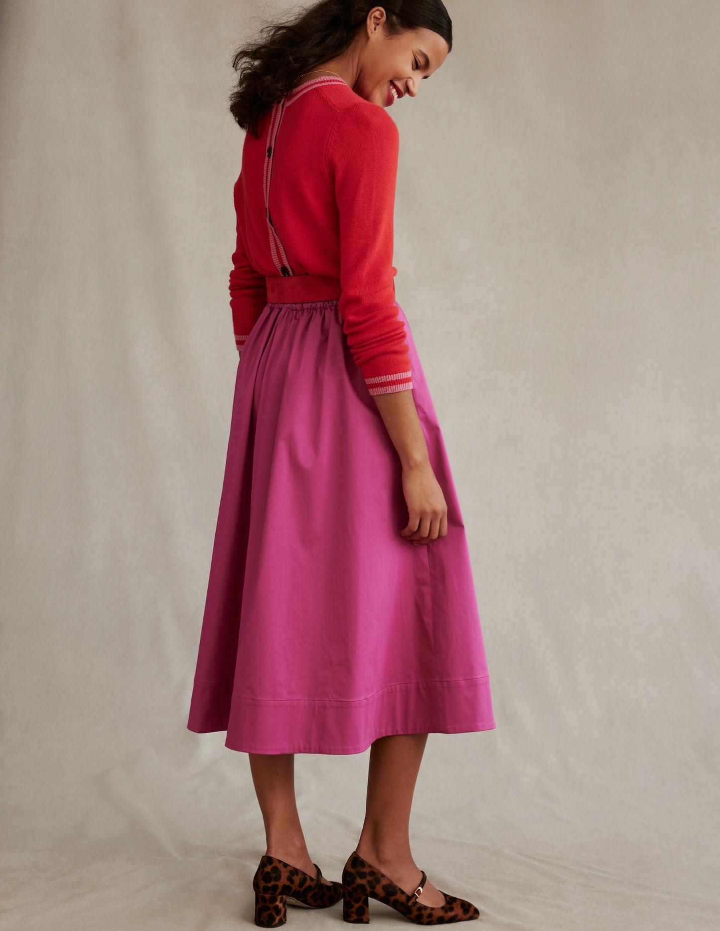 Cecily Button Back Jumper-Post Box Red, Brand Stripe