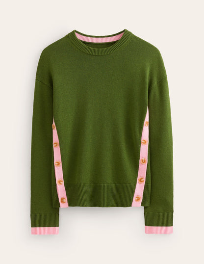 Alma Contrast Trim Jumper-Garden Green, Spring Blossom-5