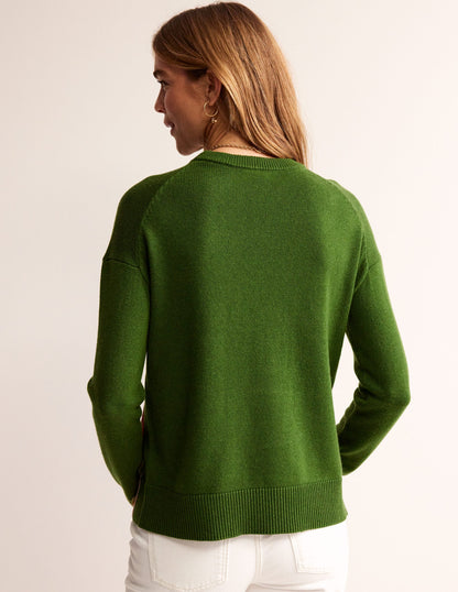 Alma Contrast Trim Jumper-Garden Green, Spring Blossom-3
