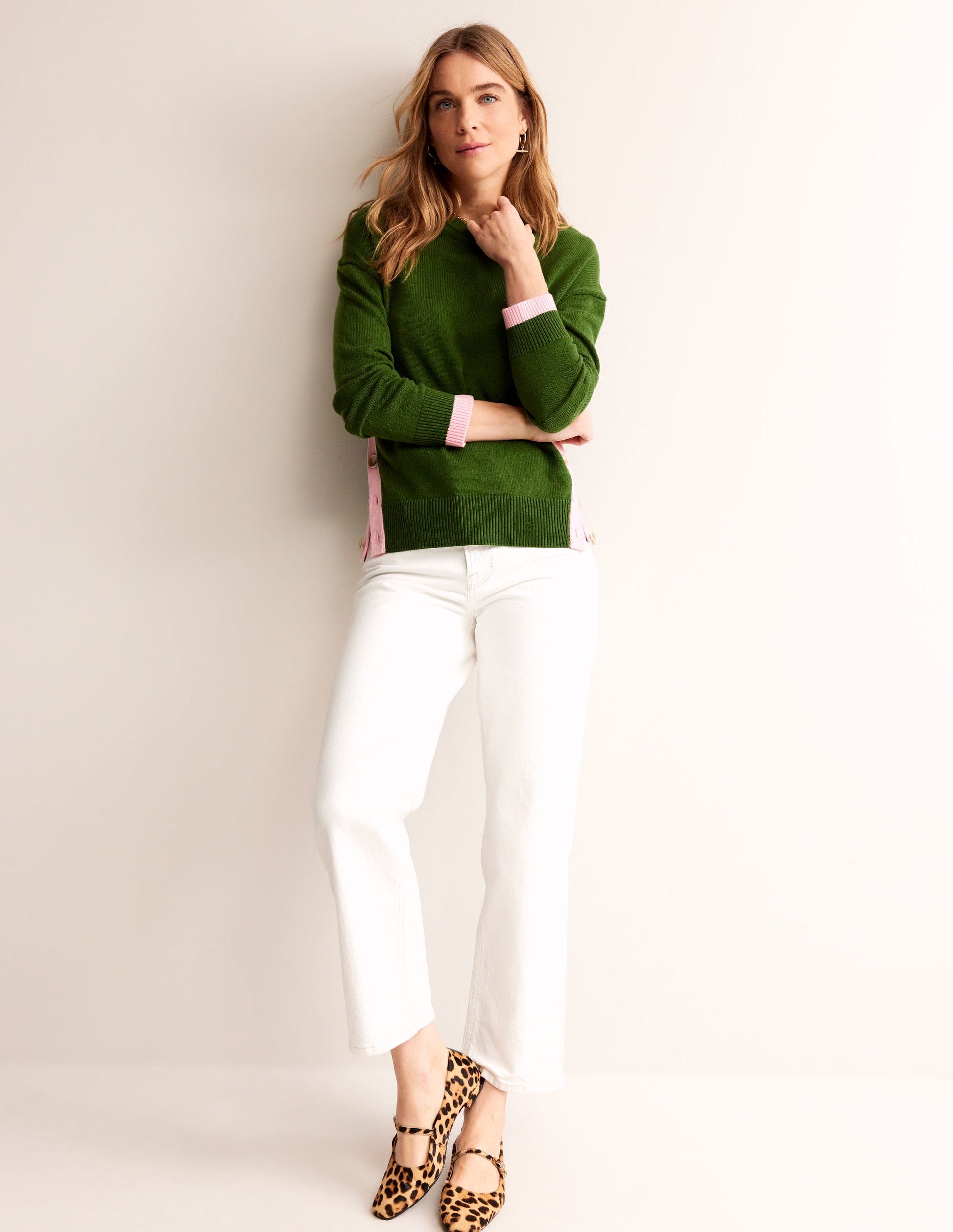 Alma Contrast Trim Jumper-Garden Green, Spring Blossom-4