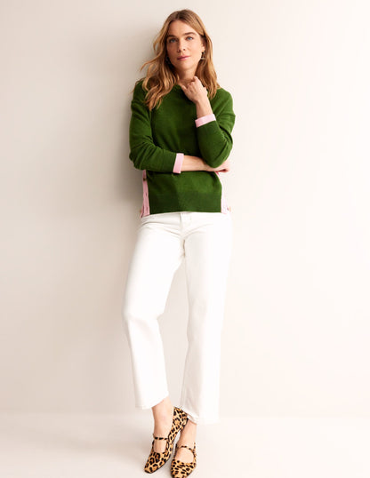 Alma Contrast Trim Jumper-Garden Green, Spring Blossom-4