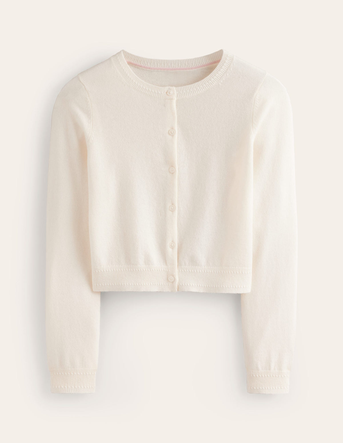 Eva Cashmere Cropped Cardigan-Warm Ivory-5
