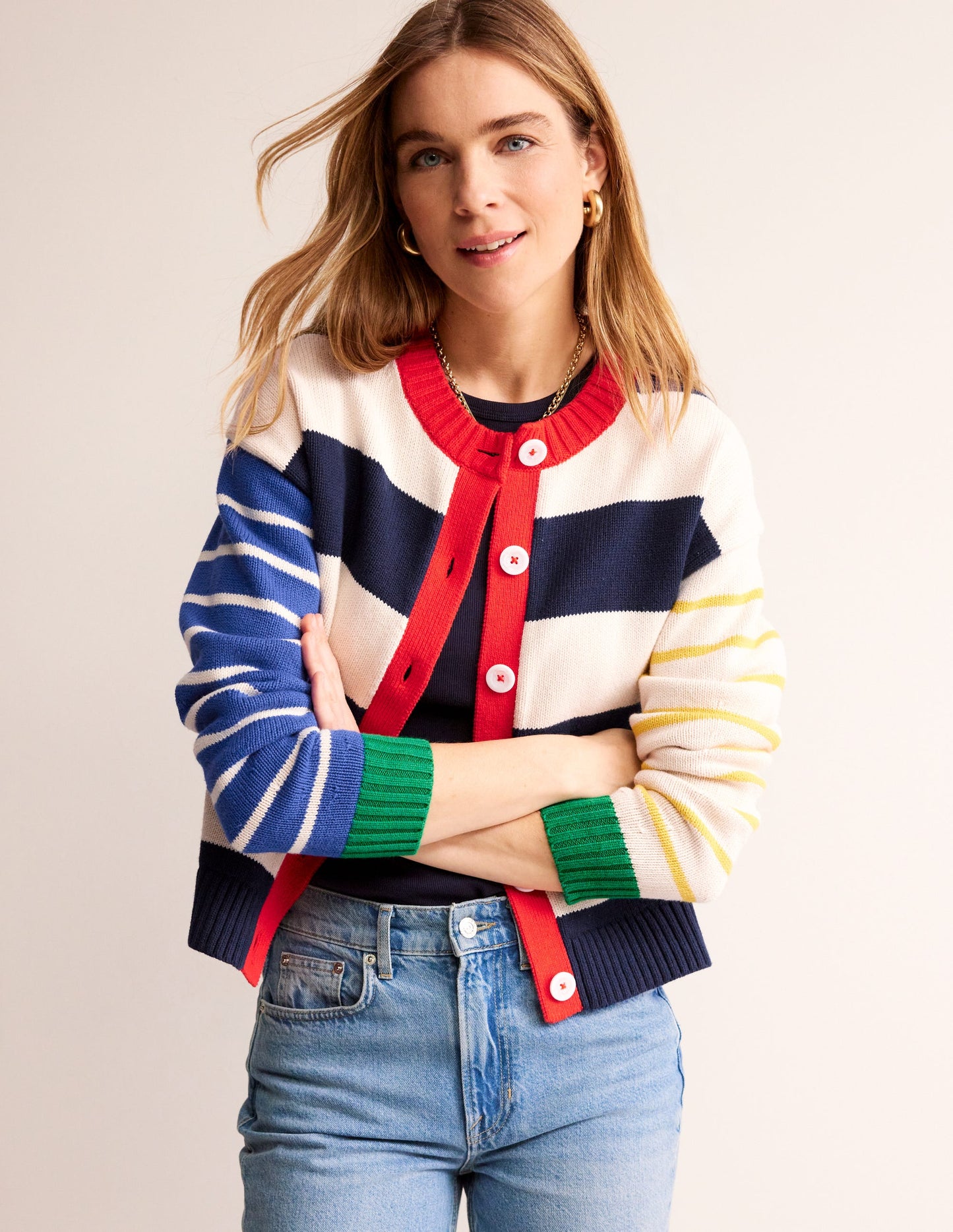 Hotch Potch Cotton Cardigan-Multi Stripe