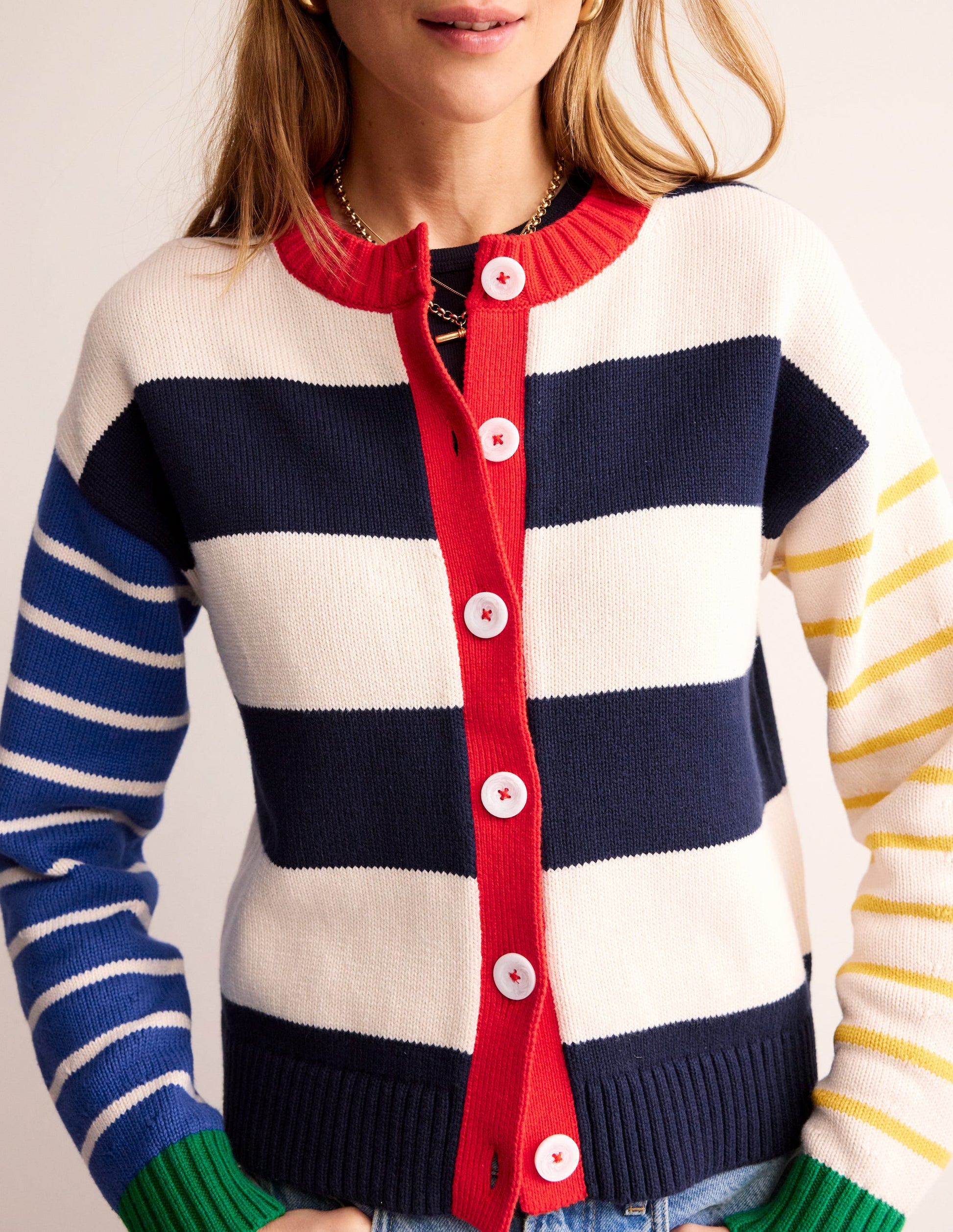 Hotch Potch Cotton Cardigan-Multi Stripe-2