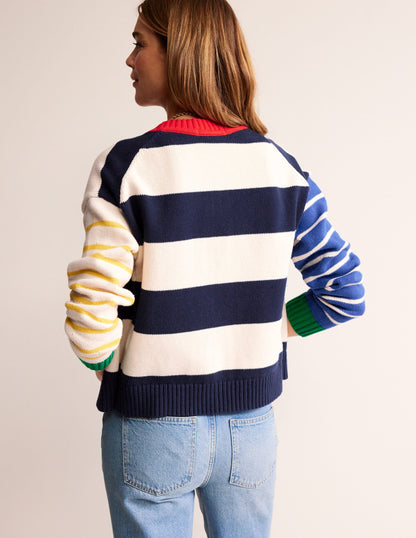 Hotch Potch Cotton Cardigan-Multi Stripe-3