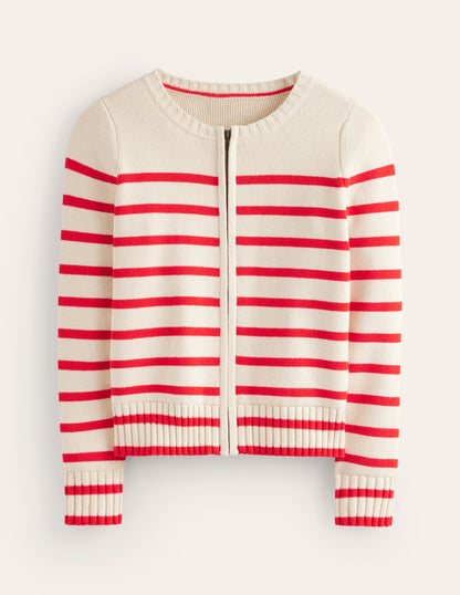 Cotton Breton Cardigan-Warm Ivory, Post Box Red-6