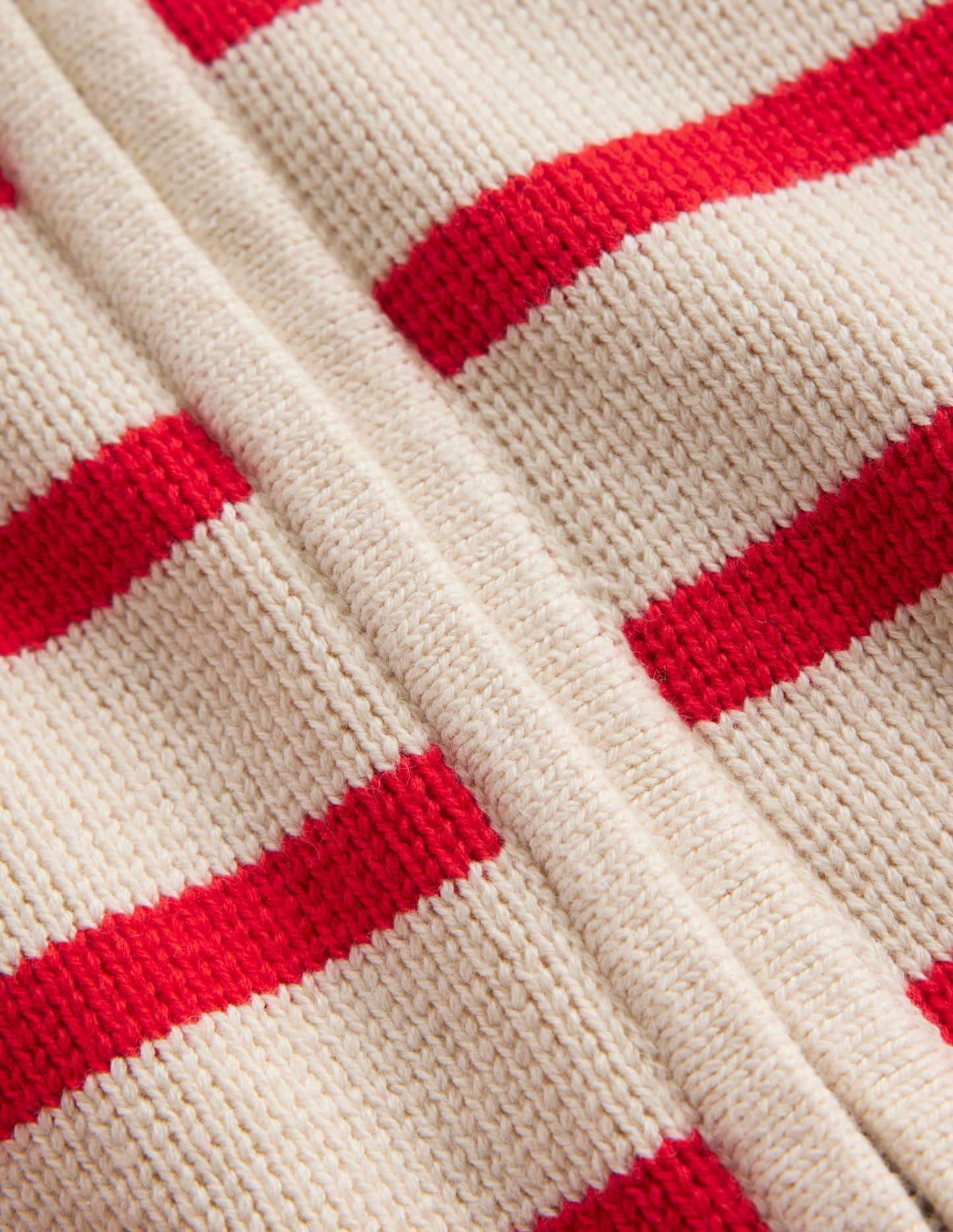 Cotton Breton Cardigan-Warm Ivory, Post Box Red