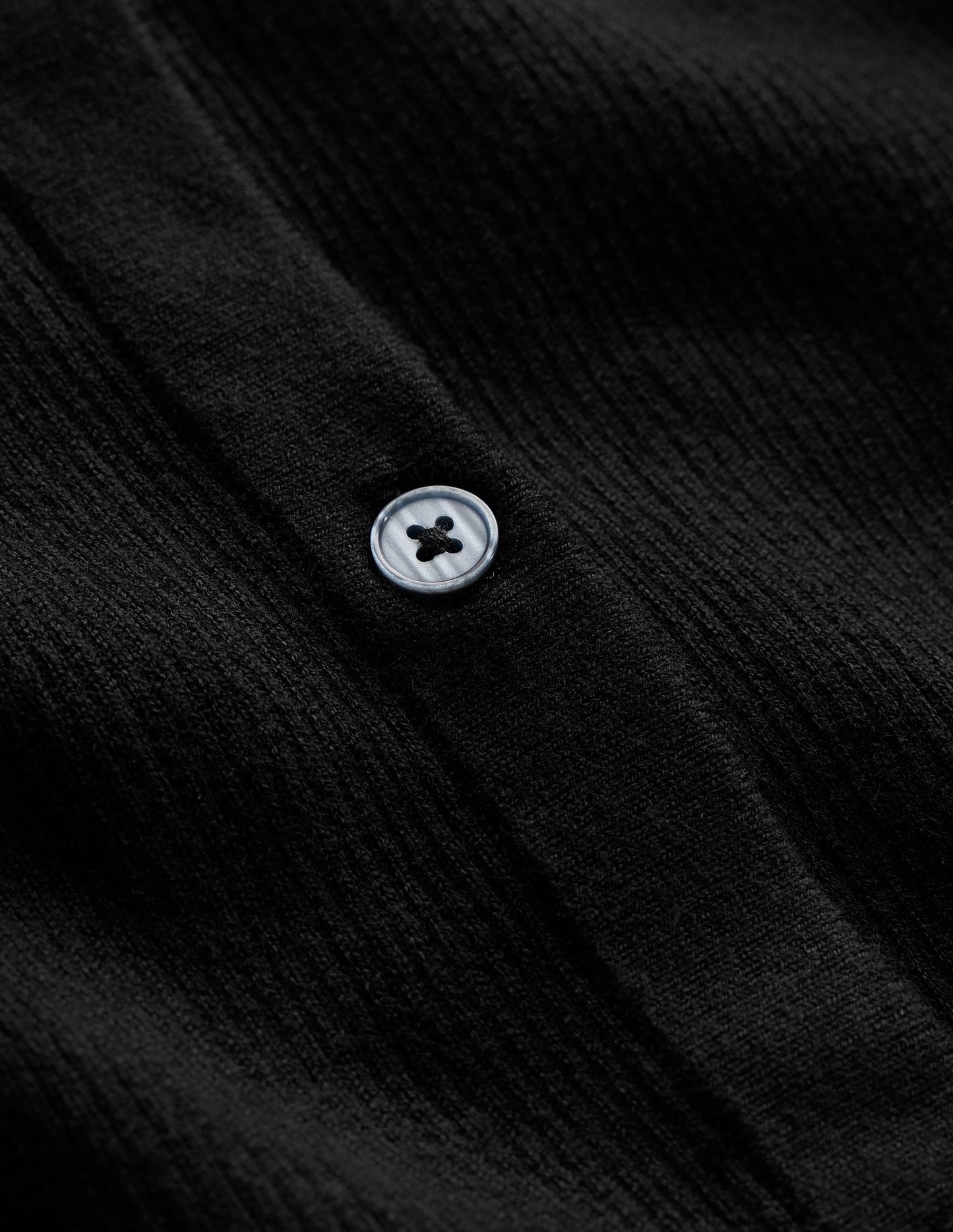 Cotton Rib Cardigan-Black