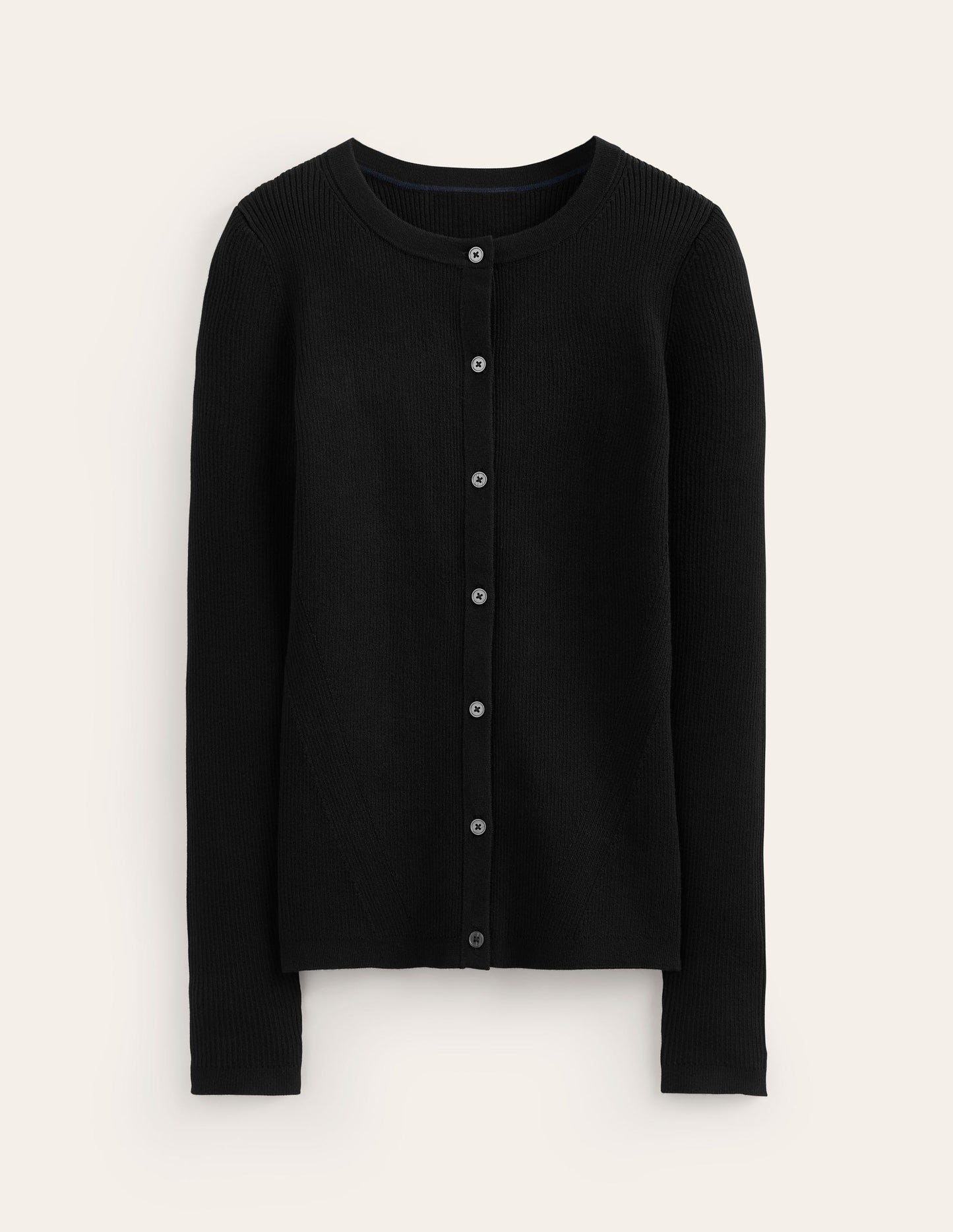 Cotton Rib Cardigan-Black