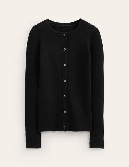 Cotton Rib Cardigan-Black-5