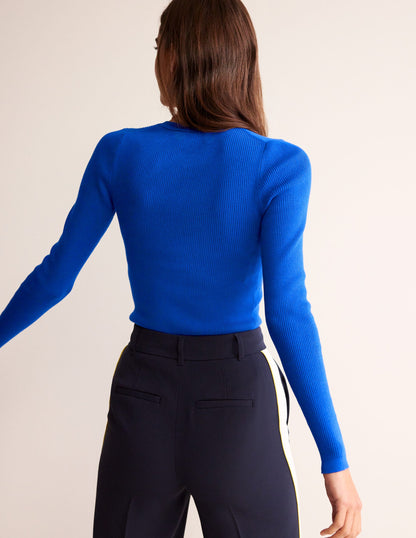 Cotton Rib Cardigan-Bright Blue-2