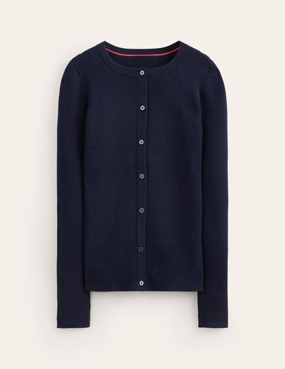 Cotton Rib Cardigan-Navy-5