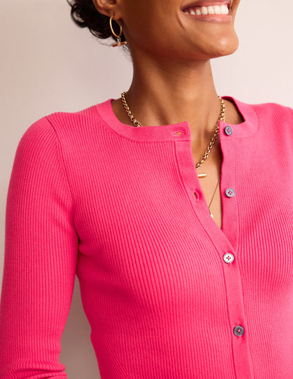 Cotton Rib Cardigan-Carnival Pink-2