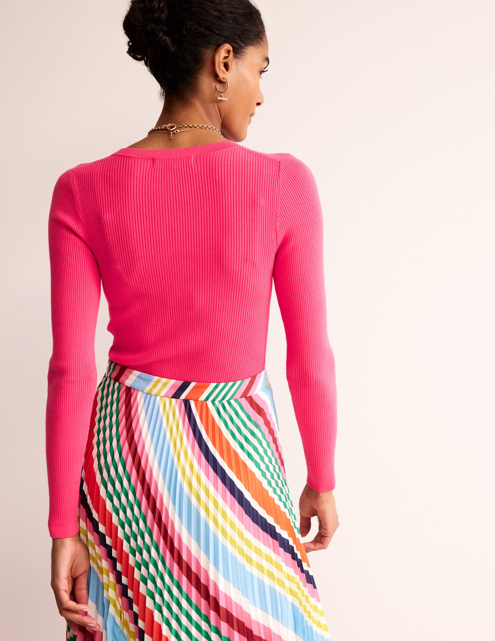 Cotton Rib Cardigan-Carnival Pink - Image 3