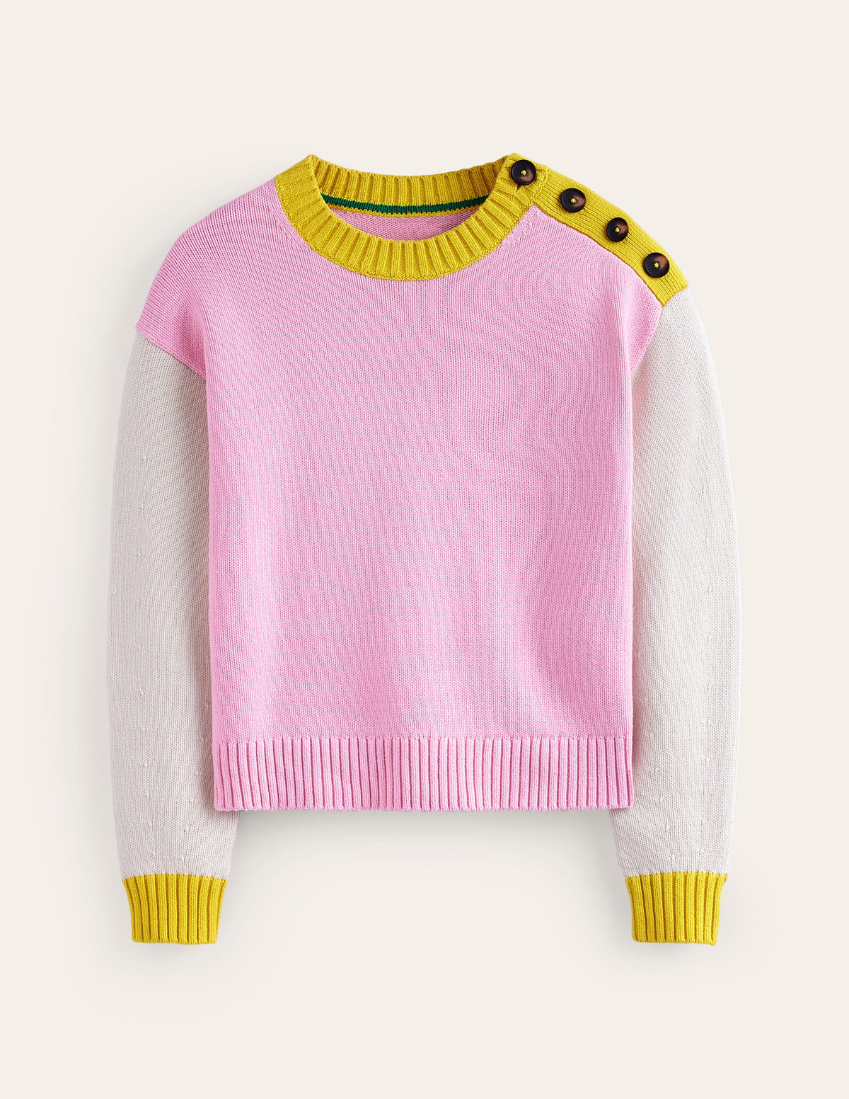 Hotch Potch Cotton Jumper-Blossom Pink, Warm Ivory - Image 5