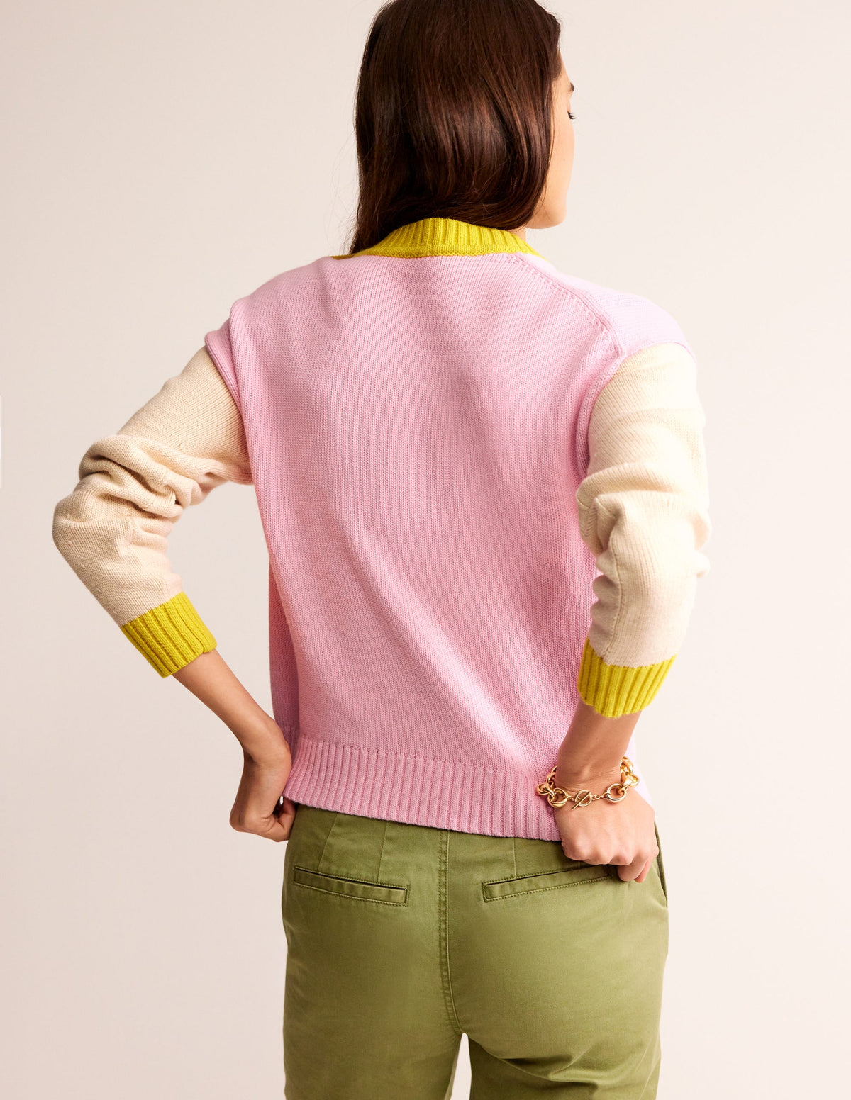 Hotch Potch Cotton Jumper-Blossom Pink, Warm Ivory-3