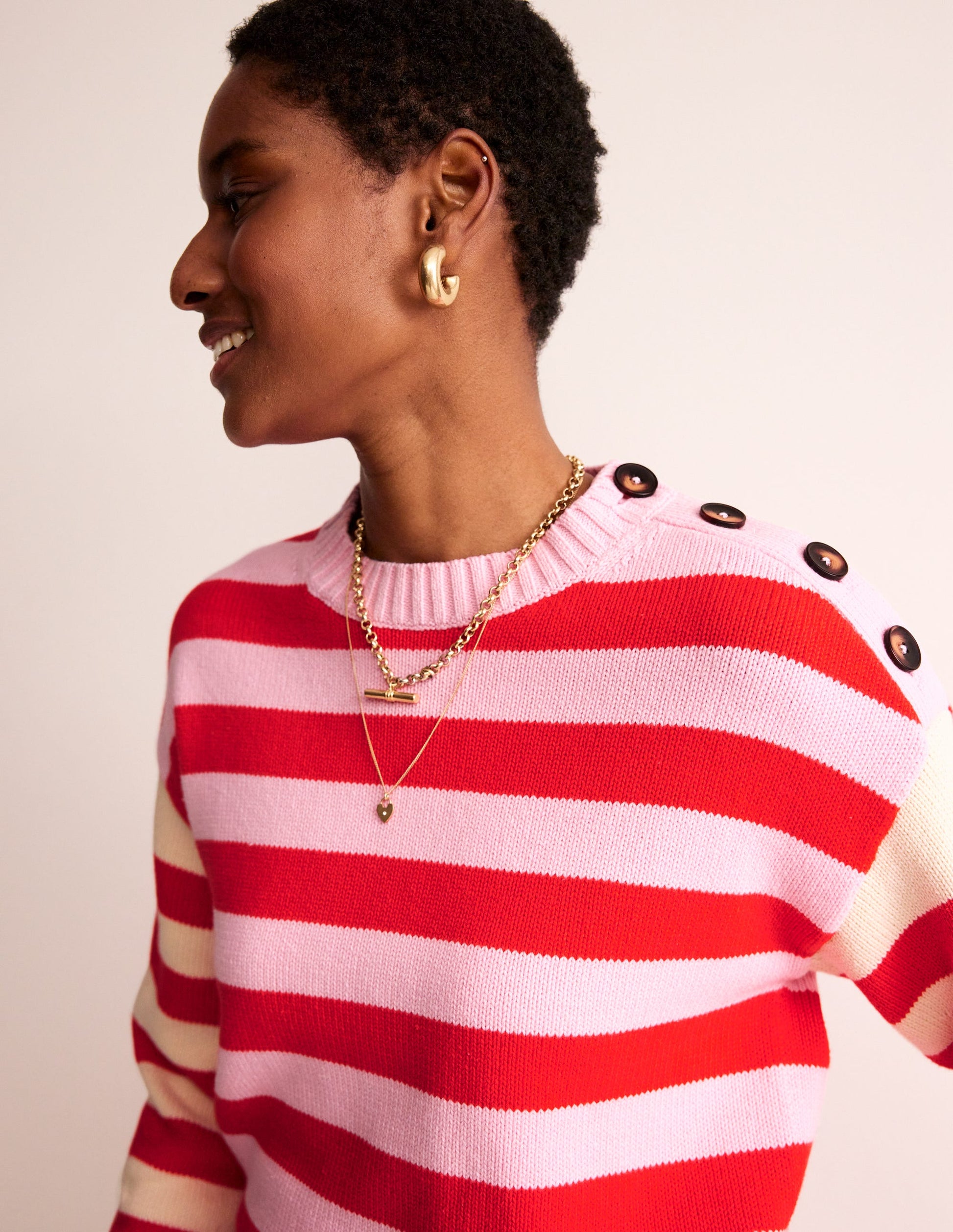 Hotch Potch Cotton Jumper-Blossom Pink, Flamenco Red-2