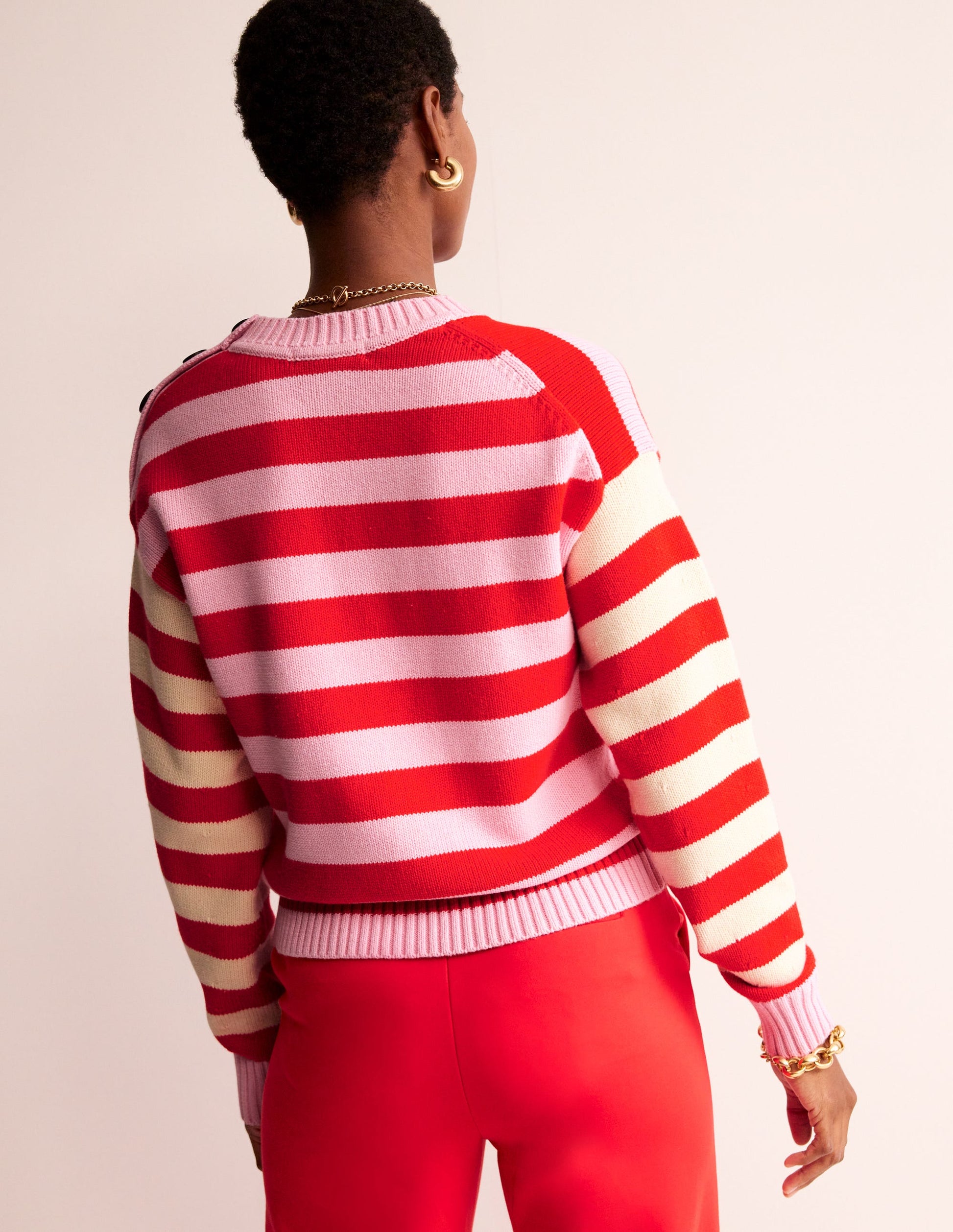 Hotch Potch Cotton Jumper-Blossom Pink, Flamenco Red-3