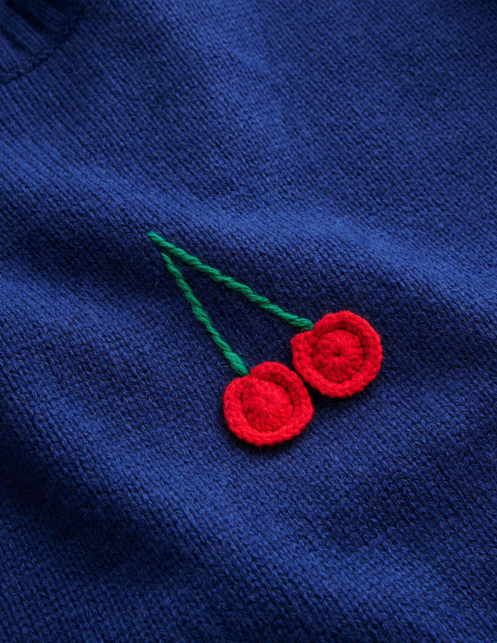 Hand Embroidered Jumper-Blue Decadence, Cherries-7