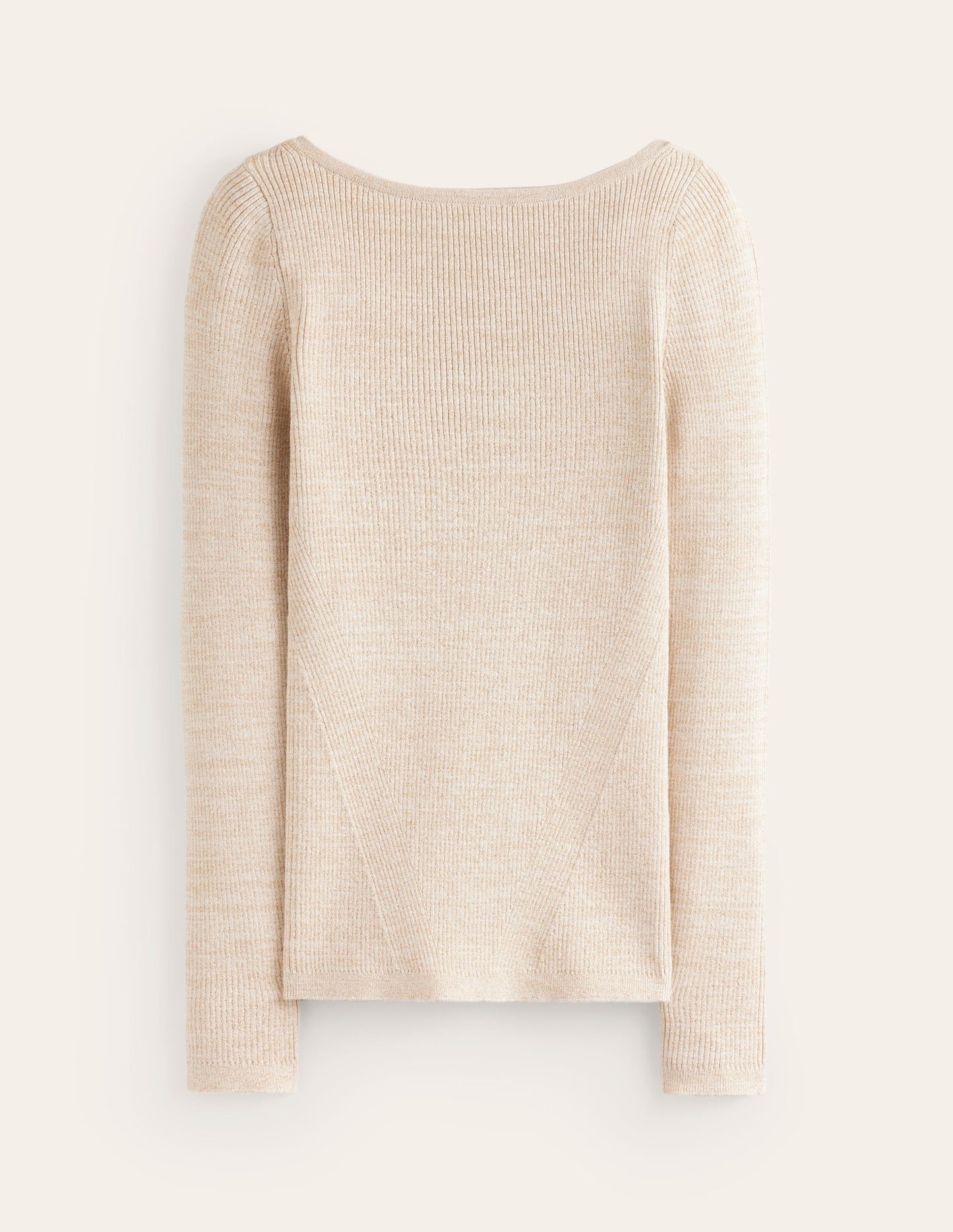 Cotton Rib Boat Neck Jumper-Gold Metallic