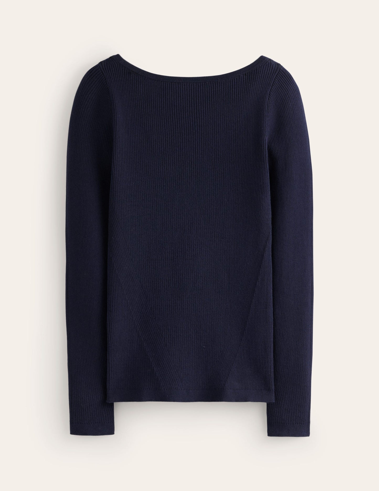Cotton Rib Boat Neck Jumper-Navy