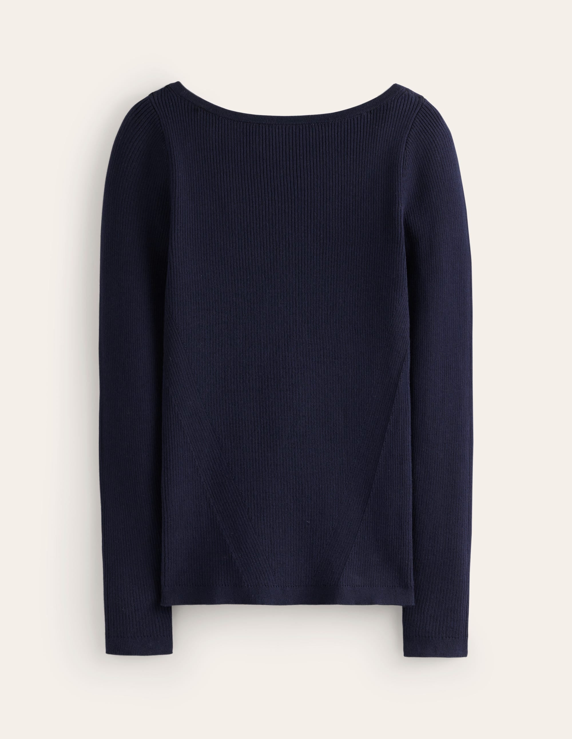 Cotton Rib Boat Neck Jumper-Navy - Image 5