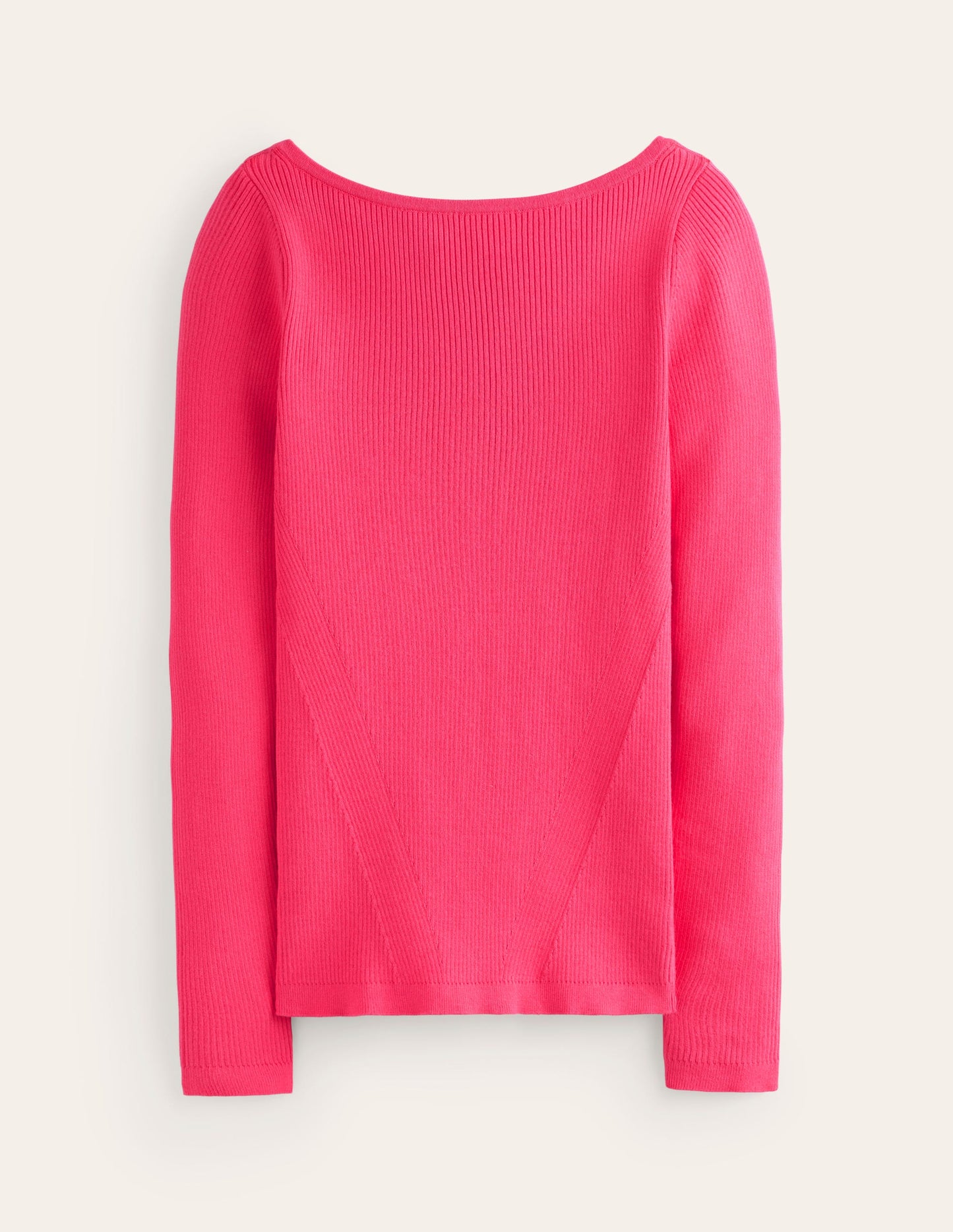 Cotton Rib Boat Neck Jumper-Carnival Pink