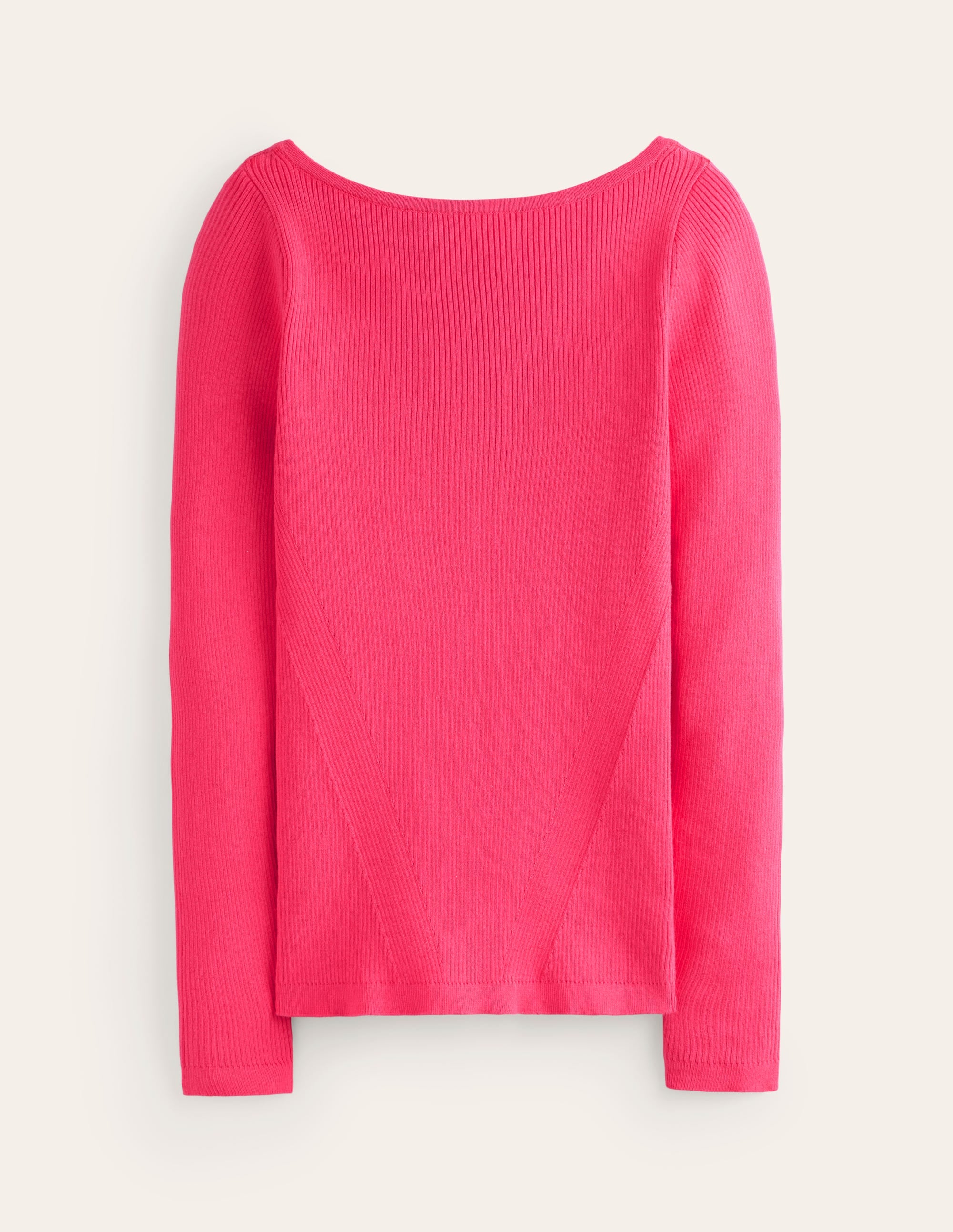 Cotton Rib Boat Neck Jumper-Carnival Pink - Image 5