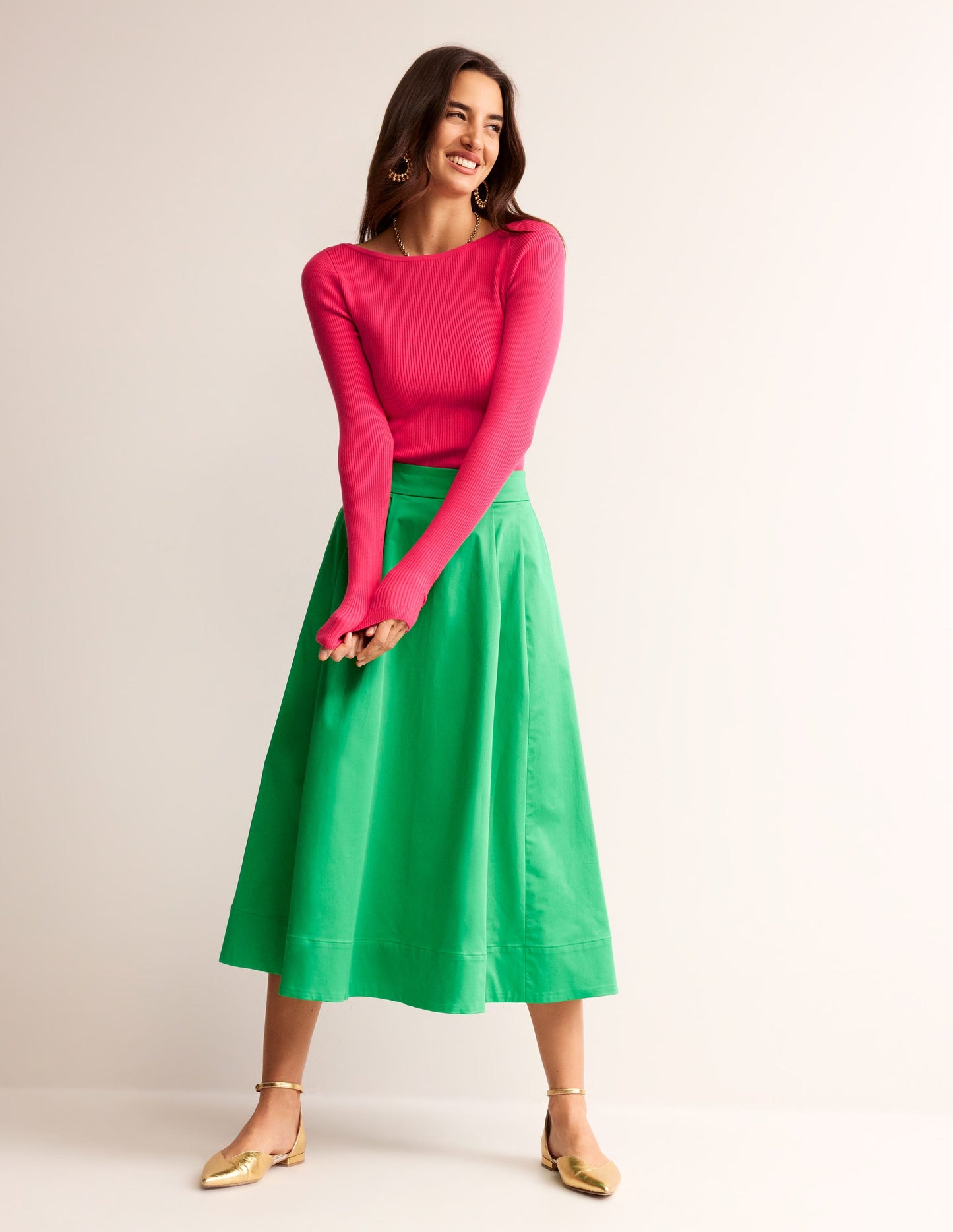 Cotton Rib Boat Neck Jumper-Carnival Pink