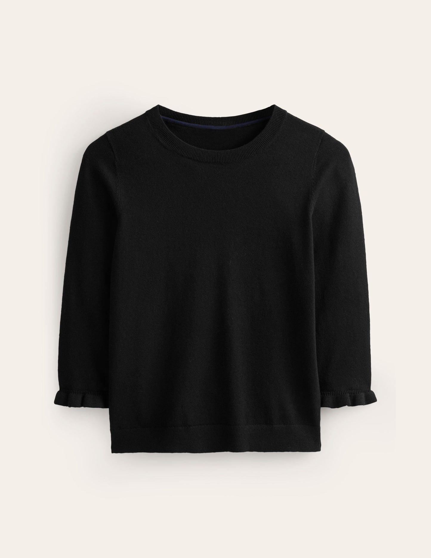 Cotton Merino Frill Jumper-Black