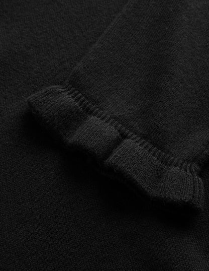 Cotton Merino Frill Jumper-Black-6