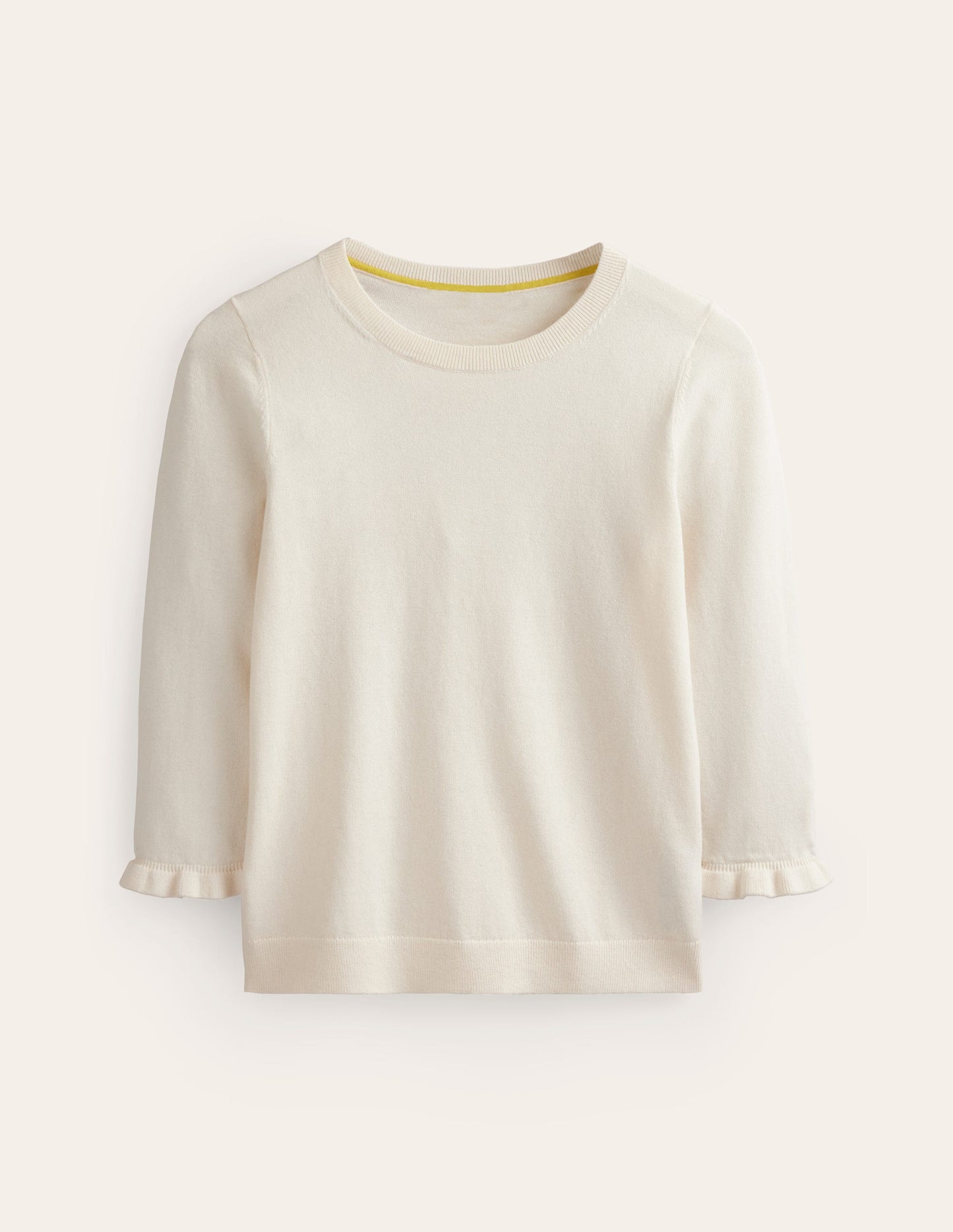 Cotton Merino Frill Jumper-Warm Ivory