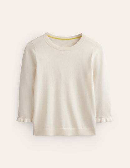 Cotton Merino Frill Jumper-Warm Ivory-5