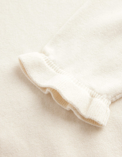 Cotton Merino Frill Jumper-Warm Ivory-6