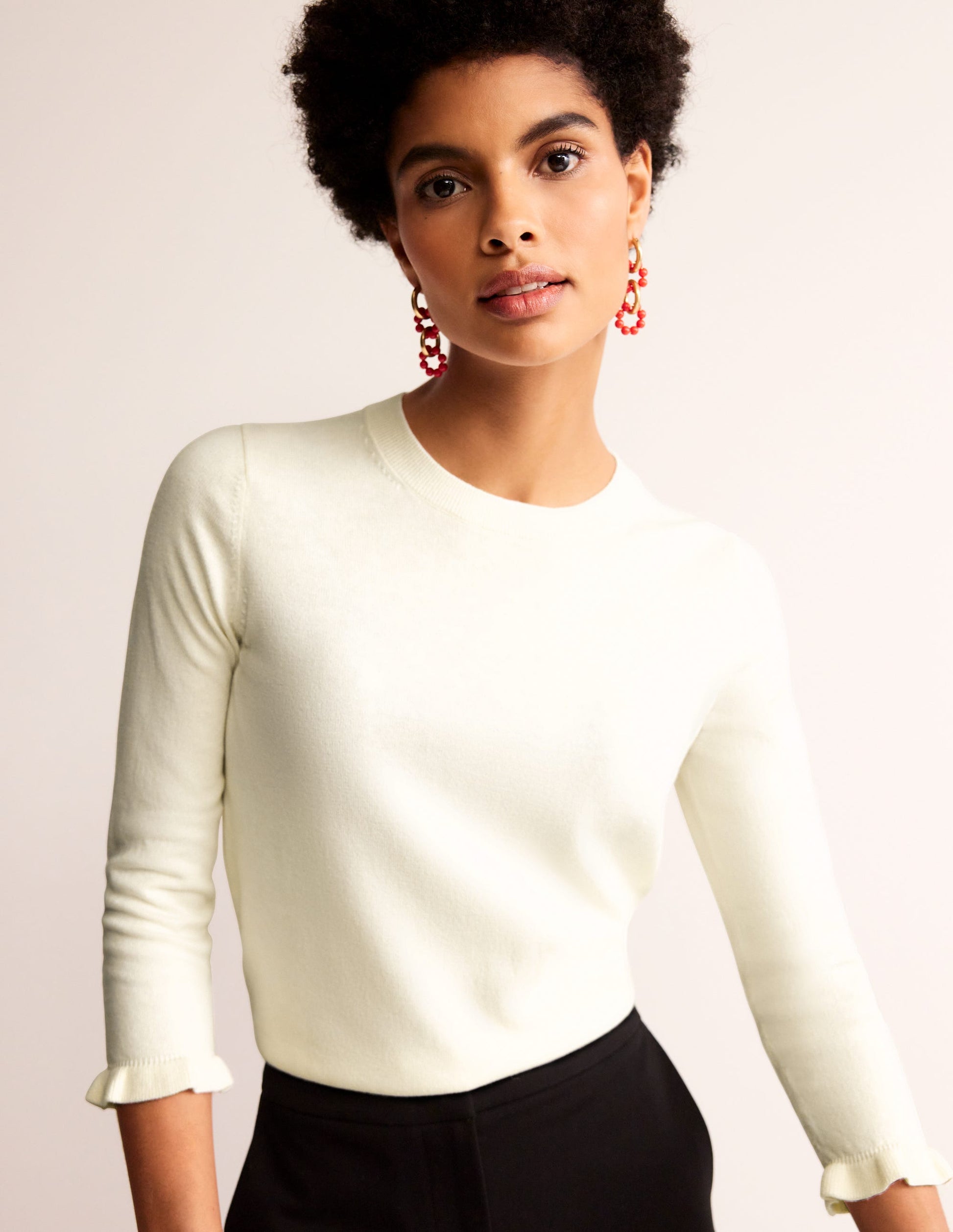 Cotton Merino Frill Jumper-Warm Ivory-2